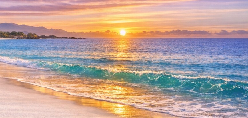 Sunset over the ocean at Carters Beach